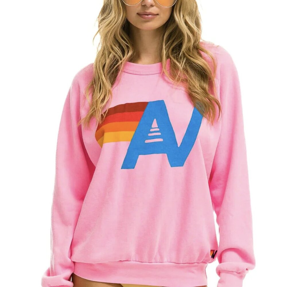 Aviator Nation LOGO SWEATSHIRT - NEON PINK - S